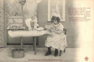 Les Noirceurs d'une Blanchisseuse; játékos képeslap sorozat  első négy része gyerekekkel, hátté...