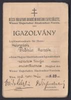 1925 A Bécsi Magyar Akadémikusok Egyesületének igazolványa Pröhle Henrik részére