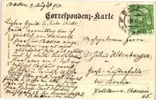 Baden bei Wien, Schloss Wellburg, Ruine Rauhenegg, clover Art Nouveau litho (EK)