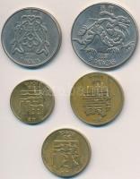 Makaó 1982. 10a + 20a + 50a + 1P + 5P T:2
Macao 1982. 10 Avos + 20 Avos + 50 Avos + 1 Pataca + 5 Pa...