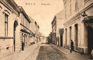 Bród, Brod na Savi; Banska ulica / street, bank, shop of Alex Belovitic (EK)