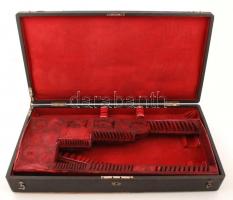 cca 1900 Nagyméretű díszdoboz, 12 személyes ezüst evőeszköz készlet tartására, Keménydoboz  / Cuttle...