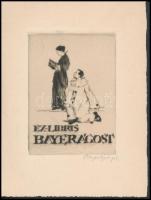 Bayer Ágost (1892-1958): Ex libris 1918. Rézkarc. jelzett. / Engraving. Signed. 15x18 cm