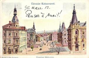 1899 Kolozsvár, Cluj; Wesselényi Miklós utca, kiadja Kováts P. Fiai / street, s: Bienert (EK)