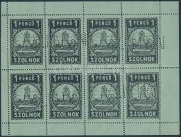 1930 Szolnok városi illetékbélyeg 1P nyolc értékes kisív (30.000)