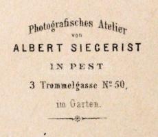 cca 1860 Ismeretlen nő Alfred Siegerist Pest,  műterméből / cca 1860 Unknown woman. Pest  7x11 cm