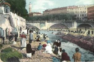 Nice, Les Blanchisseuses du Paillon, Pont Vieux / old bridge, laundresses of the Paillon river (EK)