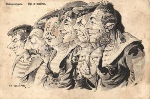 Matrosentypen / Tipi di Marinai / K.u.K. Mariners, humour s: Ed. Dworak