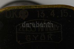 1915 Katonai távcső. Zeiss Károly, Győr. Kis hibával. Hozzá modern műbőr tok. / Carl Zeiss World War...