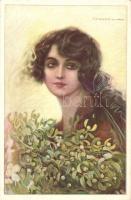 Italian art postcard, girl with olive, Anna &amp; Gasparini 516-1 s: T. Corbella