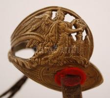 Régi, kard formájú levélbontó. Markolaton sast koronázó angyal ábrázolással / Vintage letter-opener ...