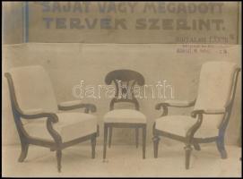 cca 1910 Birtalan Lajos kárpitos és díszítő 10 db reklámfotó a munkákról, Pecséttel jelezve / Uphols...