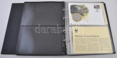 1986. 7db klf "WWF - Természetvédelmi Világalap" érmés bélyeges boríték, FDC, "Euro C...