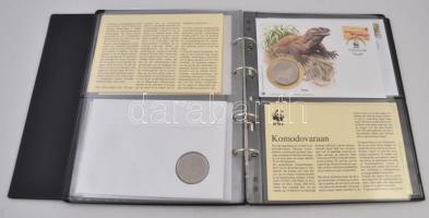 1986. 7db klf "WWF - Természetvédelmi Világalap" érmés bélyeges boríték, FDC, "Euro C...