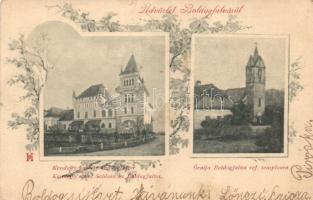 Őraljaboldogfalva, Boldogfalva, Santamaria-Orle; Kendeffy-kastély református templom / castle, church, floral (fa)