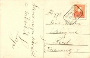 Cserkész kukta, kézzel rajzolt humoros képeslap / the Hungarian boyscout chef, hand-drawn postcard