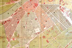 1883 Budapest főváros tervrajza rajzolta Frivisz Ferenc tekintettel az utcák új elnevezésére és a há...