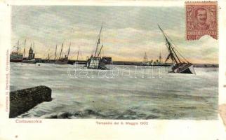 Civitavecchia, Tempesta del 9. Maggio 1902 / sea storm (pinholes)