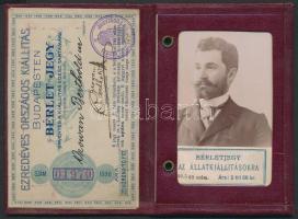 1896 Fényképes belépőjegy az Ezredéves Kiállításra, Orowan Berthold (1863-1933) gépészmérnök, Orován...