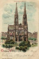 Vienna, Wien; Votiv-Kirche / church, Transparentpostk Meteor litho (Rb)