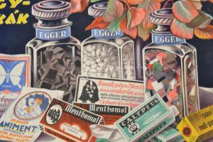 cca 1930 Dr. Egger gyógycukorkák reklámplakát. Kőnyomat. Jelzett. Kende 1928 jelzéssel, jó állapotba...