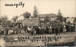 1930 Tököl, Hősök szobrának ünnepélyes felavatása - 2 db fotó képeslap / 2 photo postcards