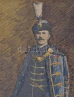 1900 Pálmay József, főleg Erdéllyel foglalkozó heraldikus, genealógus festett fotója, hátoldalán a m...