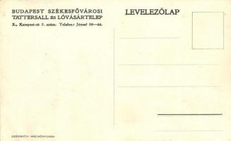 Budapest VIII. Kerepesi út 7. Székesfővárosi Tattersall és lóvásártelep, litho s: Juszkó Béla (gyűrő...