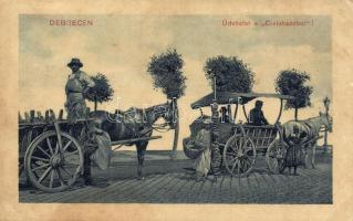 Debrecen, lovas szekerek, Üdvözlet a Civishazából (EB)