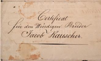5832 [cca 1829] A hannoveri Fekete Medve páholy német nyelvű oklevele Jacob Rauscher (1771-1834) ném...
