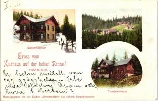 Hohe Rinne, Szebenjuharos; Seitenpavillon, Touristenhaus; Herausgeben von der Section Hermannstadt des siebenb. Karpathenvereins
