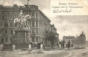 Pozsony, Pressburg, Bratislava; Koronázási emléktér, Mária Terézia szobra; Bediene dich allein / Coronation Square, road reconstruction