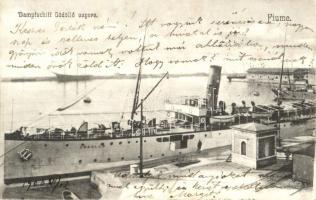 Fiume, Dampfschiff Gödöllő, 466. sz. Divald Károly / Hungarian steamship at the Adriatic port of Rijeka