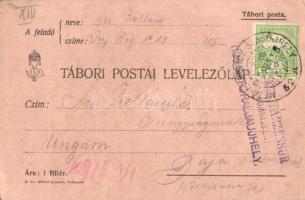 1915 Kézzel rajzolt tábori posta levelezőlap "K.u.k. MILITÄRZENSUR SITZ DER KOMMISSION (13.) SÁ...