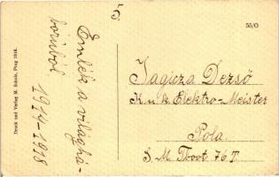 Torpedierung eines Konterbande-Schmugglers; Druck und Verlag M. Schulz Prag / a shot smuggling boat