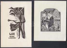 7 db különböző szovjet ex libris. Fametszet. t / Russia 7 bookplates wood-engraving. 10x16 cm