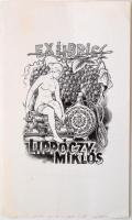 Németh Nándor (1910-1978):Ex libris Lippoczy Miklós Klisé, papír, pecséttel jelzett, 10×16 cm