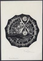 Dafinel Duinea (1921-1998)  Ex libris. Fametszet. Jelzett / bookplate, wood-engraving. Signed. 11x15 cm