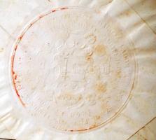 1848 Házasságkötési engedély, magyar nyelven, felzetes viaszpecséttel, István nádor és Deák Ferenc i...