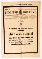 1916 a Budapesti Közlöny rendkívüli, 269. lapszáma (nov. 21.) Ferenc József halálhíréről /  1916 Special issue of the Budapesti Közlöny on the death of Franz Joseph