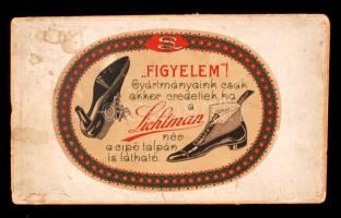 cca 1910-1930 Lichtman cipőreklám, kartonra ragasztva, 17,5×29,5 cm /  cca 1910-1930 Lichtma shoe advertising, on carboard, 17,5×29,5 cm