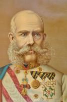 cca 1890 Franz Joseph Kaiser von Österreich, nagyméretű dombornyomott, gazdagon díszített litho, Kun...