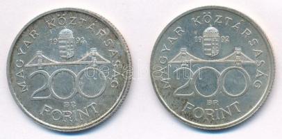 1992. 200Ft Ag "MNB" (2x) T:2,2-