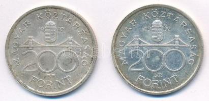1992. 200Ft Ag "MNB" (2x) T:2,2-