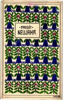 1912 Prosit Neujahr / New Year, hand-painted art postcard