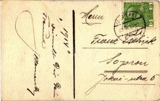 1912 Prosit Neujahr / New Year, hand-painted art postcard