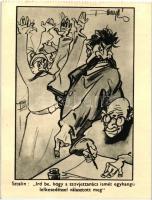 Sztálin-karikatúra, Szovjet-ellenes grafikai lap. 1919. Júniusi Bajtársak Szövetsége antibolsevista levelezőlap-sorozata / Stalin, Anti-Bolshevik propaganda art postcard s: Dinnyés
