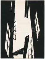1971 Győr, Görbe Ferenc: Sikátor, feliratozott vintage fotóművészeti alkotás, 24x18 cm