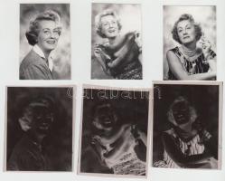 cca 1972 Simor Erzsi színésznőről készült 3 db portré, vintage pozitív képek (6,5x4 cm) és 3 db negatív (7x6 cm)