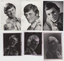 cca 1970 Harsányi Gábor színészről készült 3 db portré, vintage pozitív képek (6x9 cm) és 3 db negatív (6x7 cm)